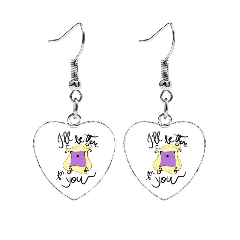 Friends Heart Shape Earrings Jewelry