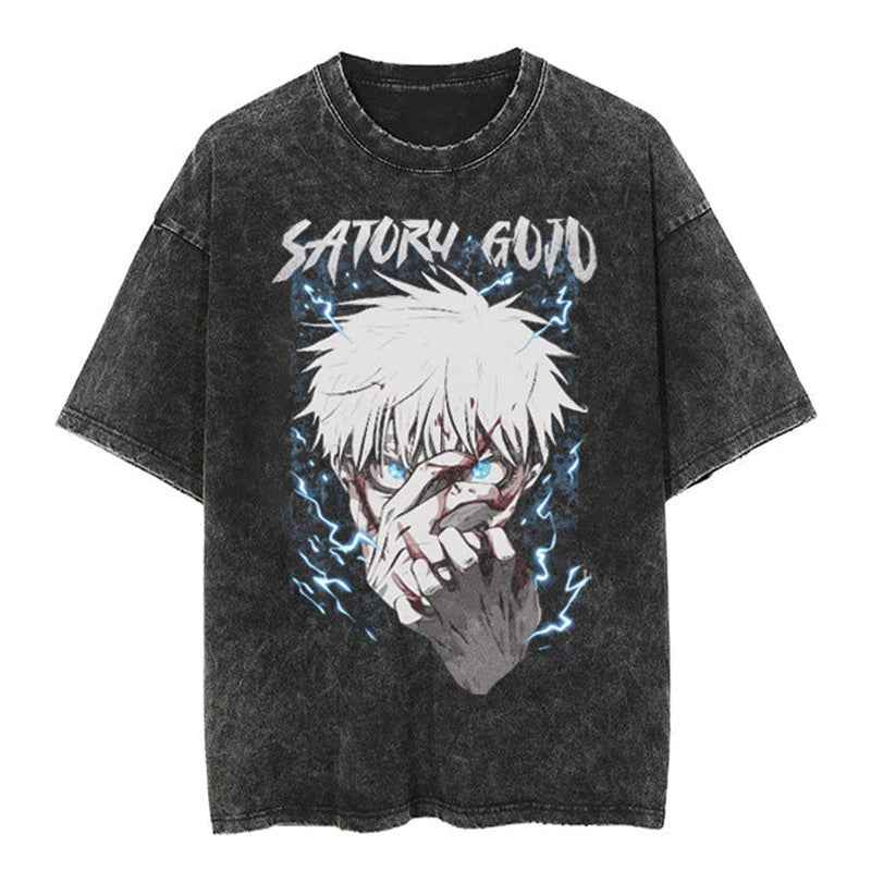 Vintage Anime Washed Loose Short Sleeve T-shirt
