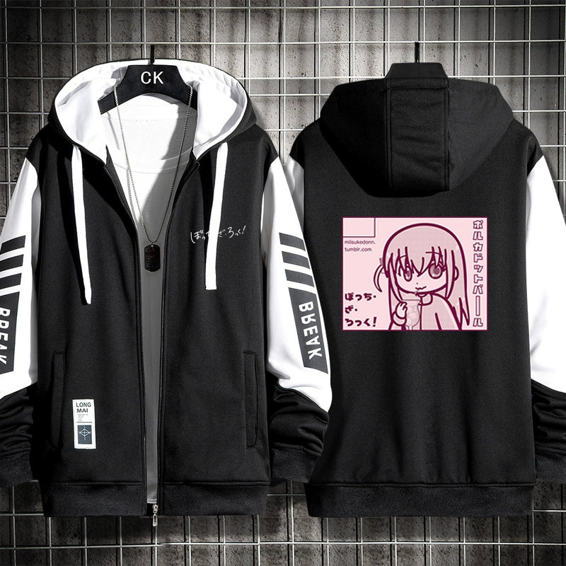 Unisex Cute Anime Cos Zipper Hooded Jacket