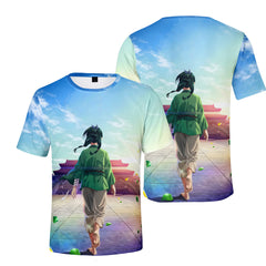 Girl's Anime Digital Print Short Sleeve T-Shirt