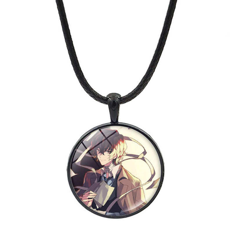 Versatile Anime Pendant Leather Rope Necklace