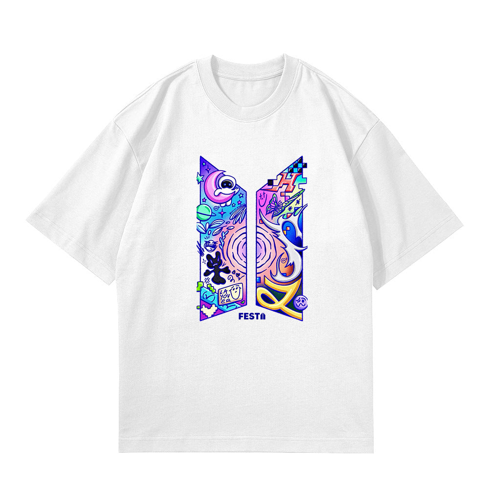 Women's Festa KPOP Logo Printed Crew Neck Top