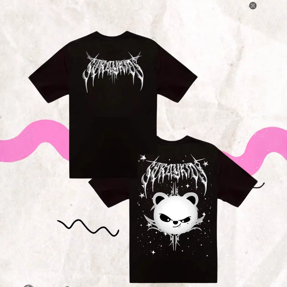 Unisex Kpop Cartoon Print Crew Neck Tee