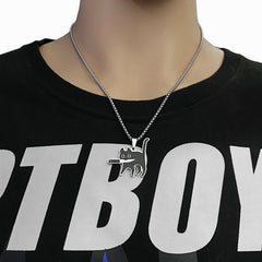 Cartoon Knife Cat Pendant Necklace