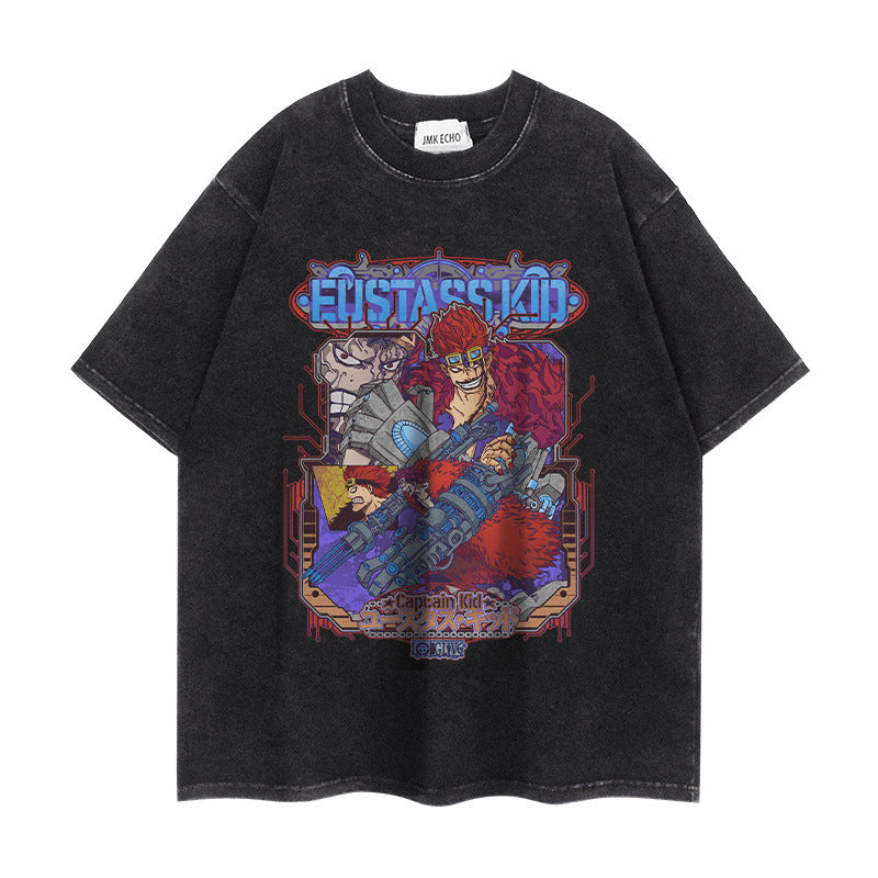 Trendy Luffy Cotton Washed Short-sleeved T-shirt