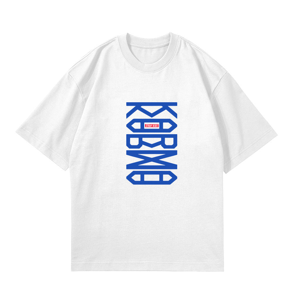 Casual KARMA Album Logo Print Crew Neck T-Shirt