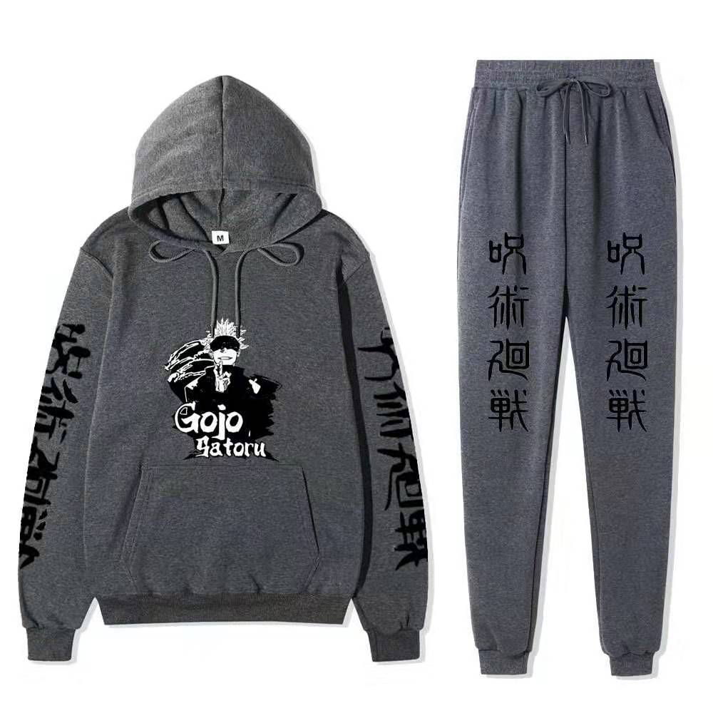 Unisex Gojo Printed Casual Hoodie Sports Pants Set