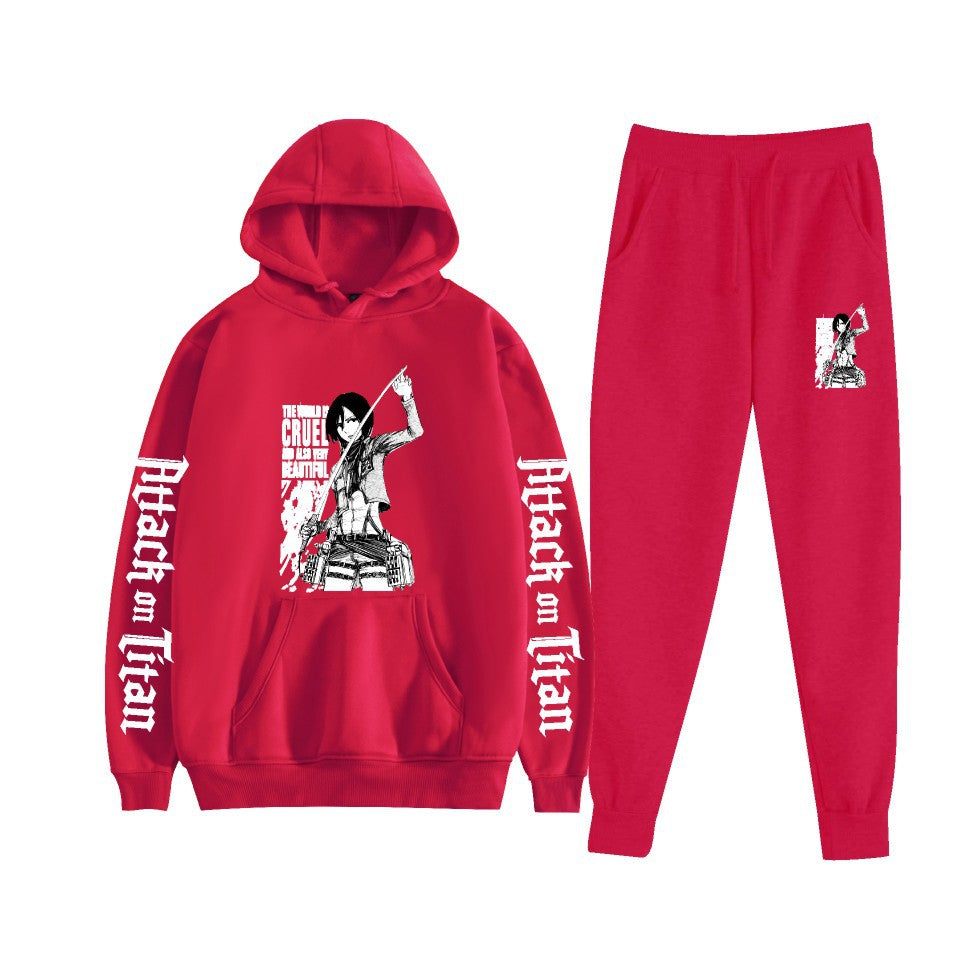 Men's Anime Pattern Print Hoodie Pants Set