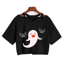 Cute Girls Hutao Game Print Cropped T-shirt