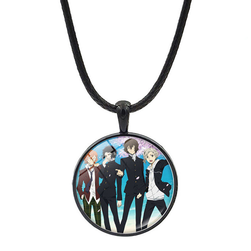 Versatile Anime Pendant Leather Rope Necklace