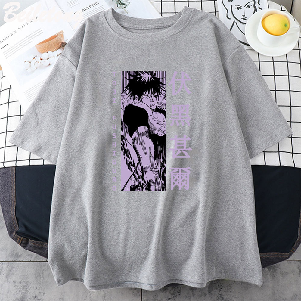 Unisex Toji Fushiguro Printed Crew Neck Tee