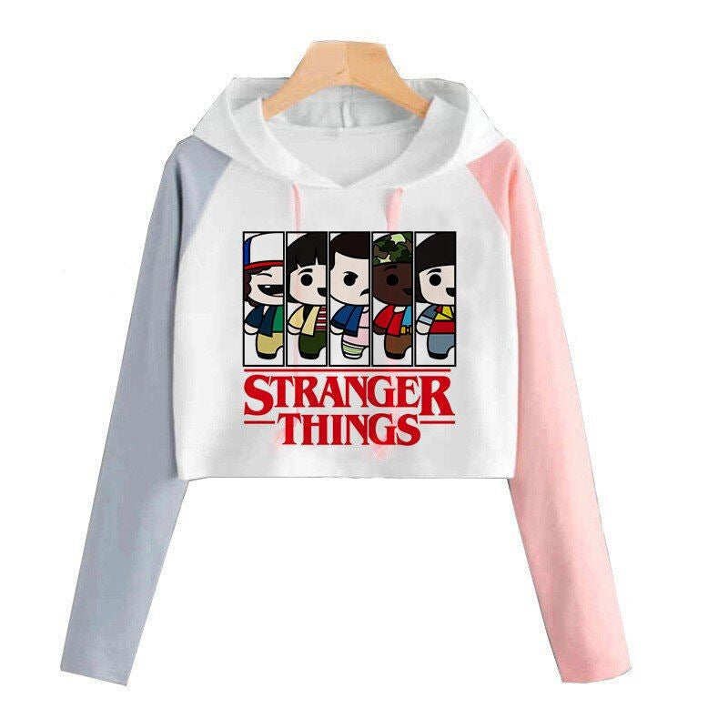 Casual Versatile TV Graphic Crop Hooded Top