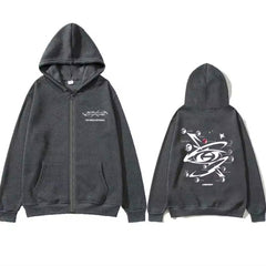 The World Ep Double Sided Print Zipper Hoodie