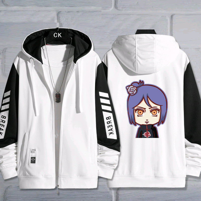 Trendy Anime Cartoon Zip Up Hooded Jacket