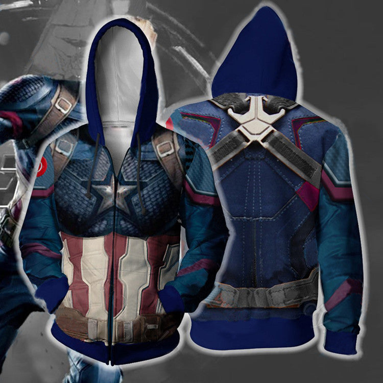 Cool Unisex Captain America Printed Cosplay Hoodie