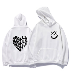 Unisex Smiling Face Walls Printed Loose Hoodie