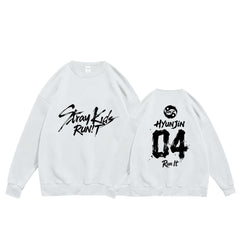 SKZ RUN IT Number Print Crew Neck Fleece Sweatshirt
