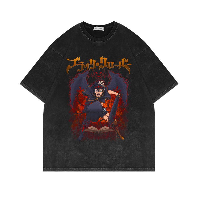 Retro Anime Short-sleeved Washed T-shirt
