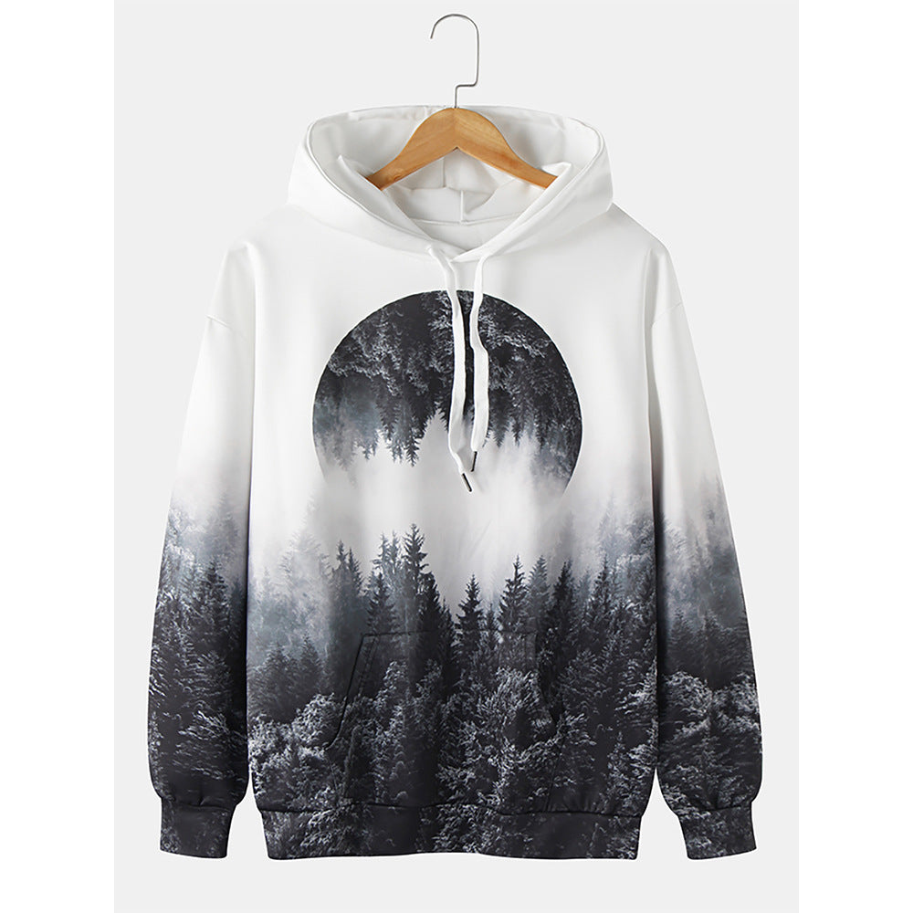 Plum Blossom Mountain Ink Casual Pullover Digital Hoodie