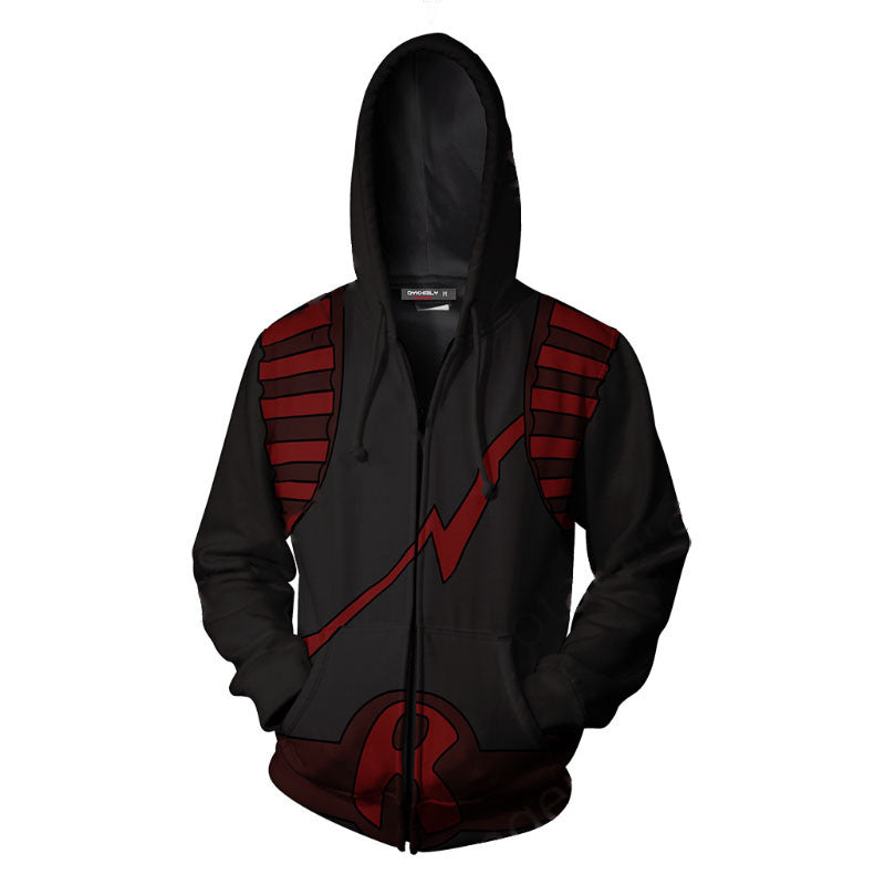 Unisex Anime Digital Print Zip Up Hoodie