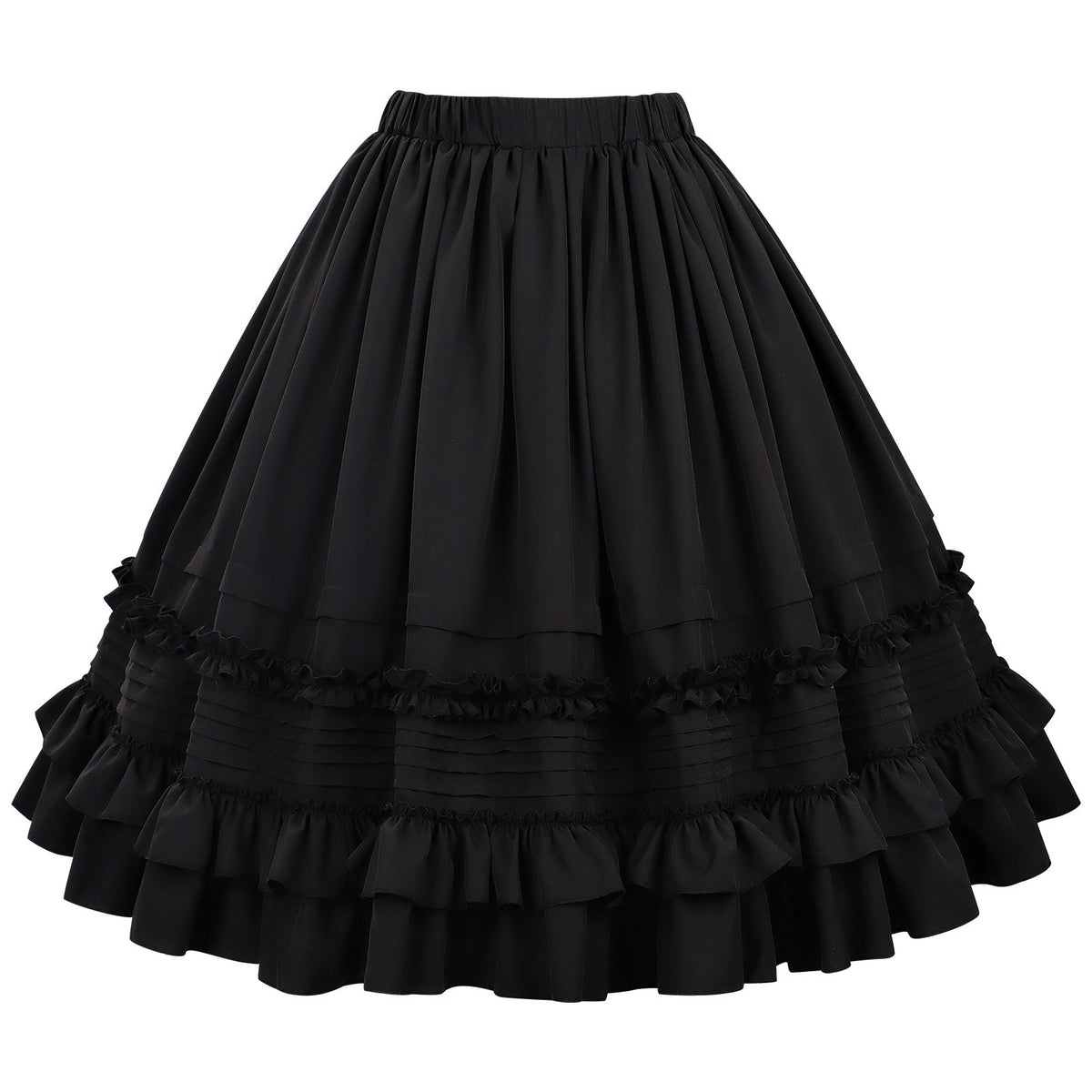 Retro Multi-layer Scalloped Hem Skirt