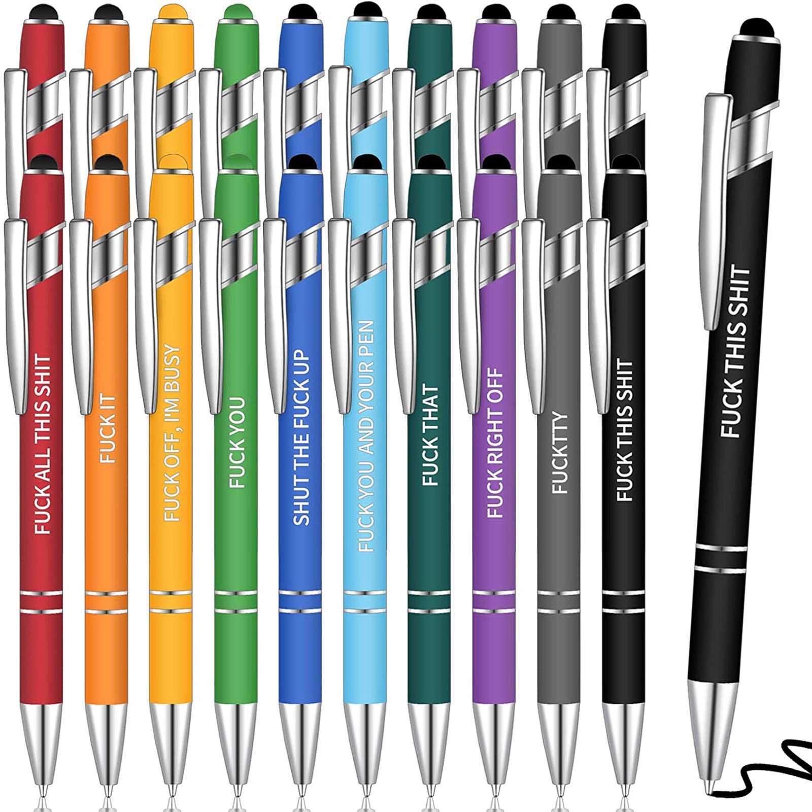 10 Funny Metal Press Ballpoint Pen Set