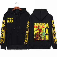 Unisex Anime Print Loog Sleeve Zipper Hoodie