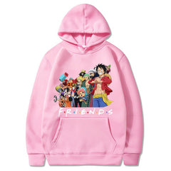 Unisex Casual Luffy Friends Printed Loose Hoodie