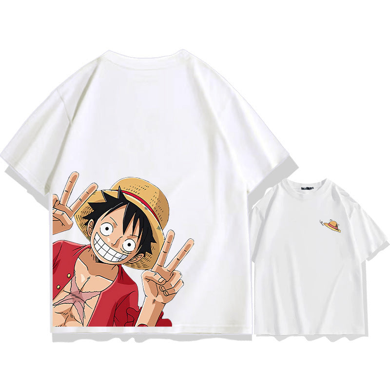 Unisex Luffy Cotton Short-sleeved Loose T-shirt