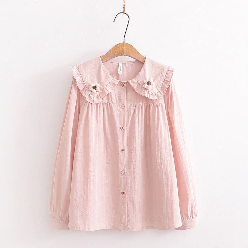 Lovely Doll Collar Floral Long-sleeved Shirt