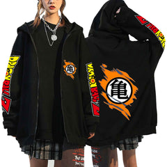 Trendy Anime Graphic Print Zipper Hoodie