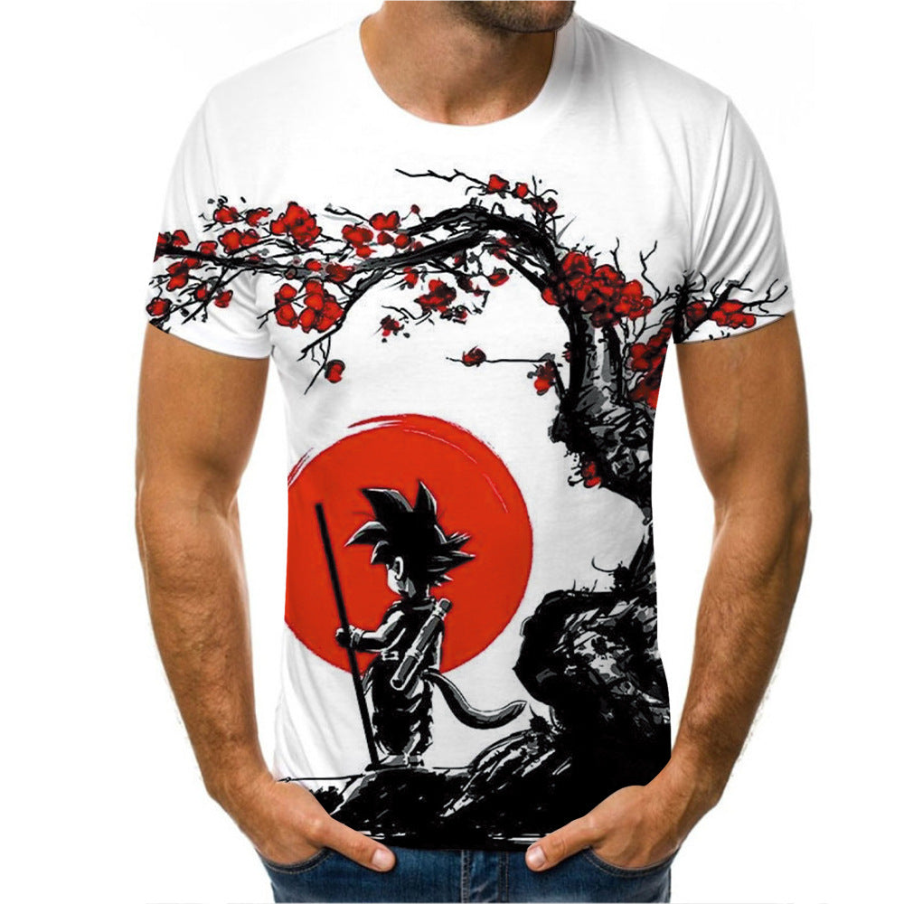 Unisex Anime Digital Print Short-sleeved T-shirt