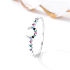 Women's Colored Zircon Moon Ring