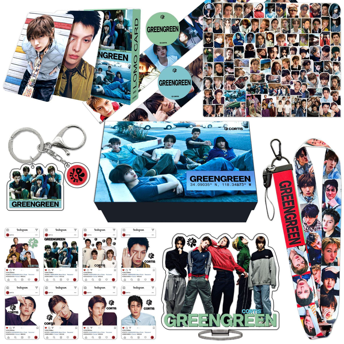 GREENGREEN Album Photocard Keychain Sticker Gift Box