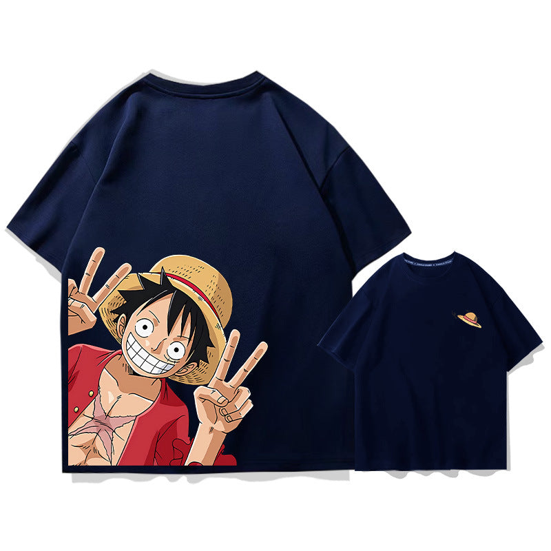 Unisex Luffy Cotton Short-sleeved Loose T-shirt