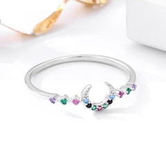 Women's Colored Zircon Moon Ring