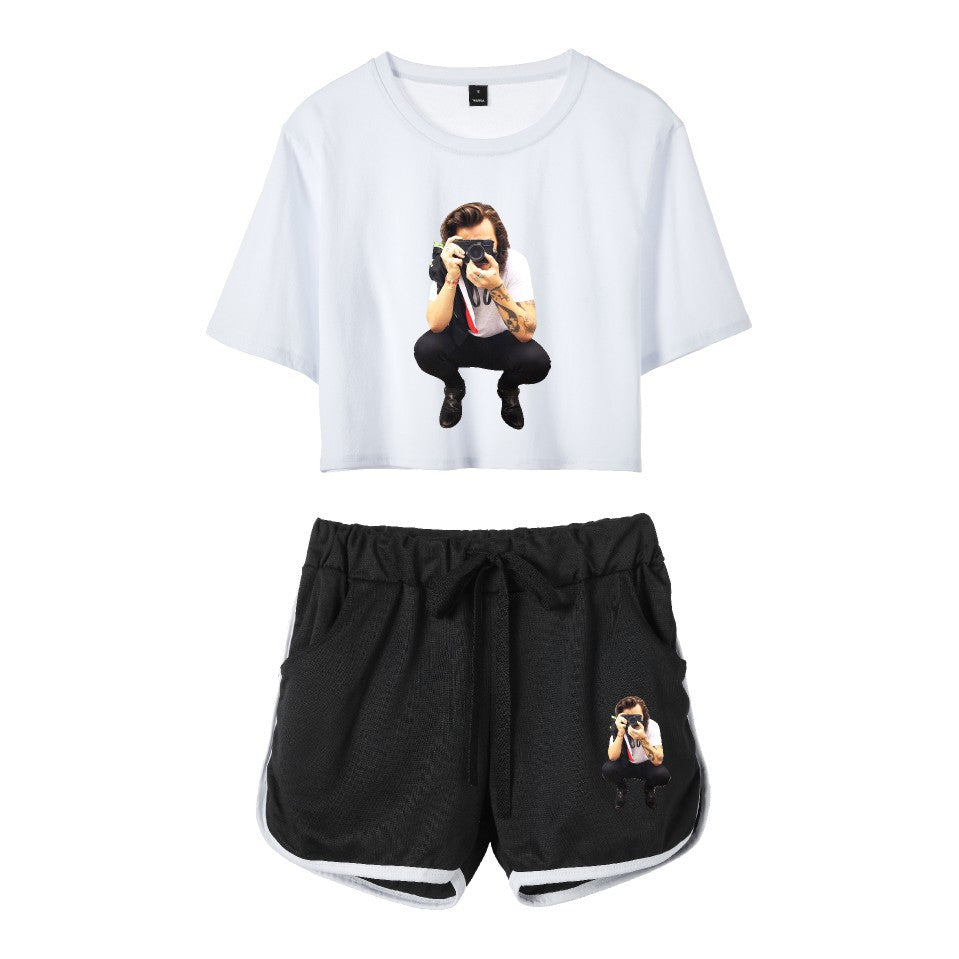 Casual Girls Harry Print Cropped Top Shorts Co-ords