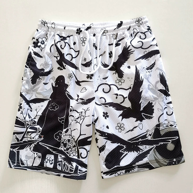 Men's Anime Sasuke Leisure Sports Mesh Shorts