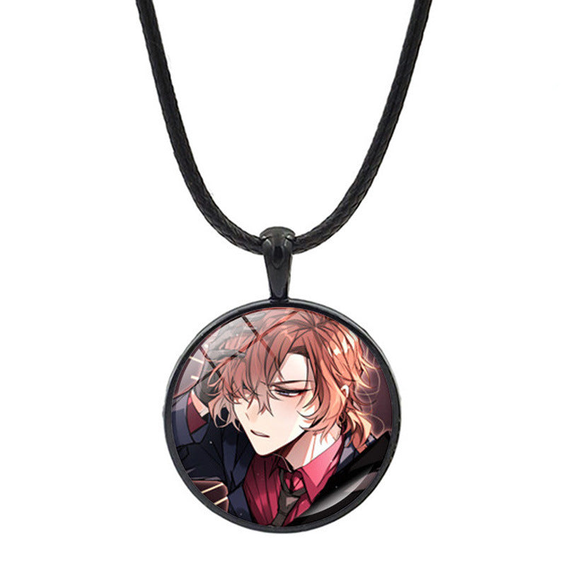 Versatile Anime Pendant Leather Rope Necklace
