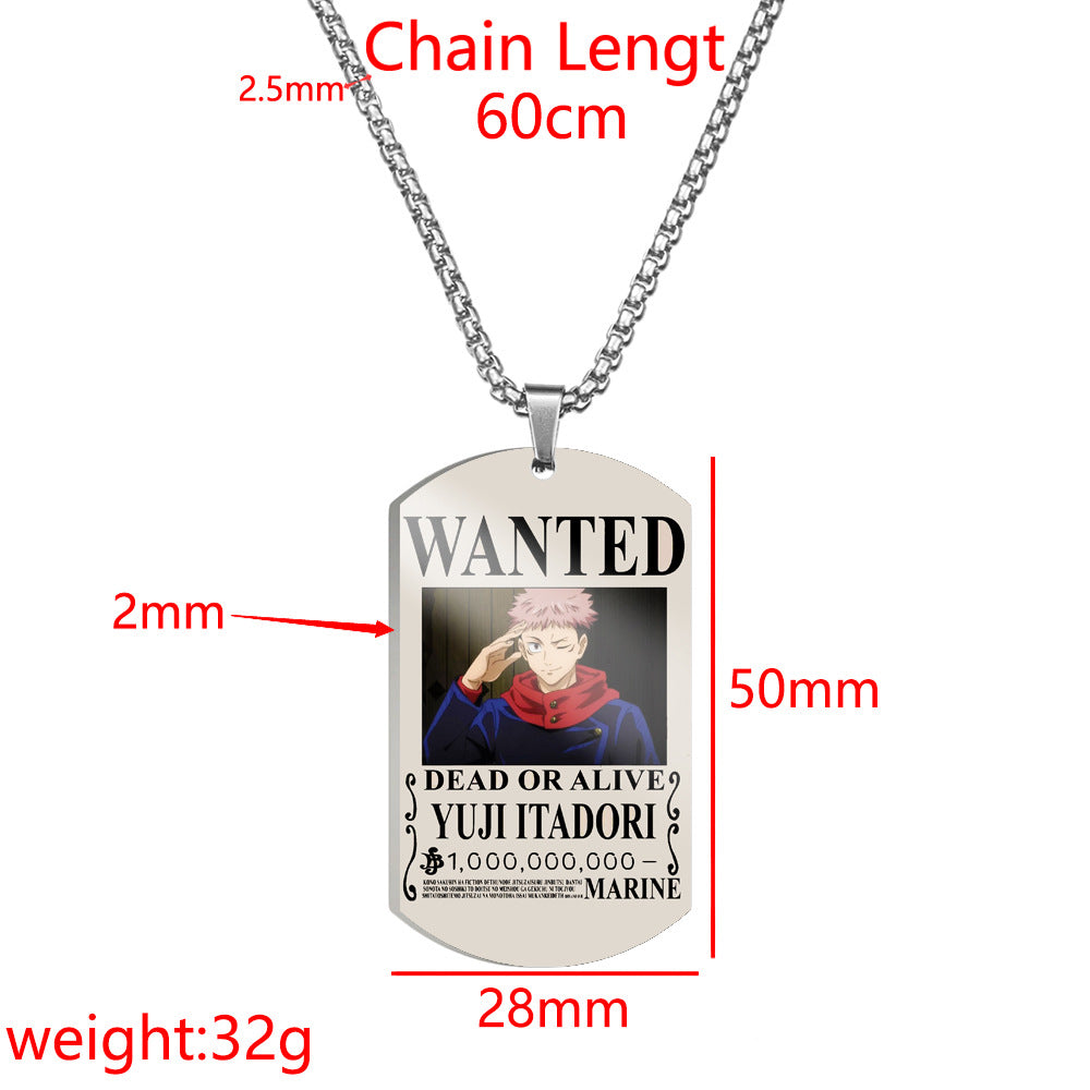 Trendy Anime Printed Dog Tag Necklace