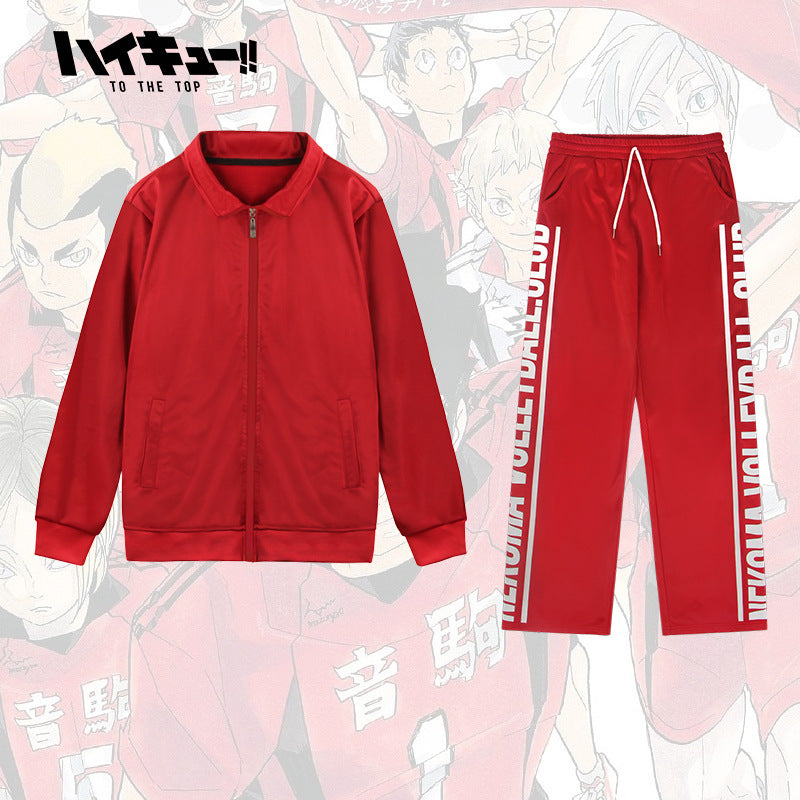 Unisex Nekoma High Coat and Pants Cosplay Tracksuit