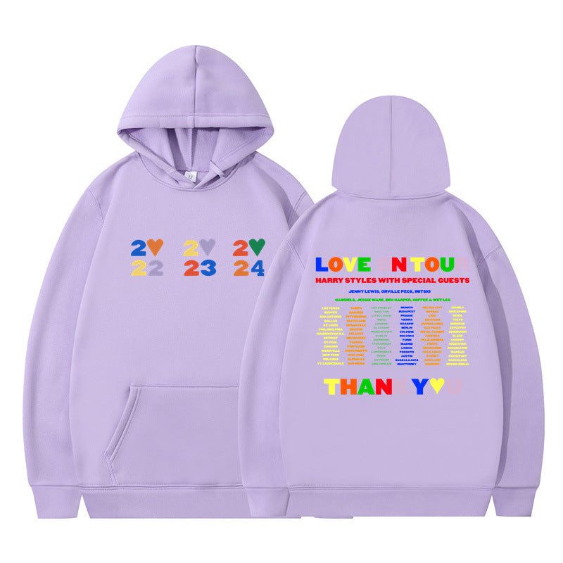 Casual Love on Tour Printed Pullover Loose Hoodie