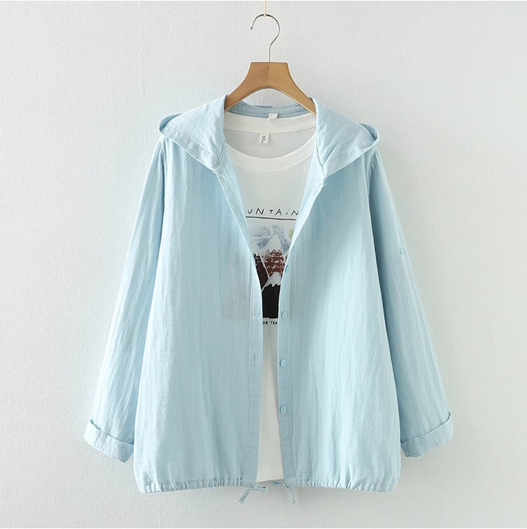 Candy Color Hooded Double-layer Sunscreen Thin Jacket