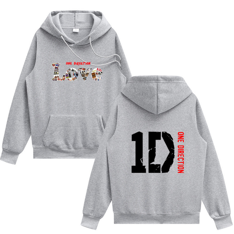 Unisex Love 1D Printed Loose Hoodie