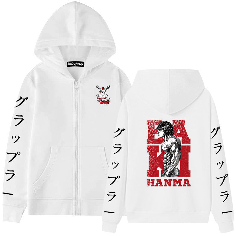 Unisex Casual Baki Anime Zip Up Hoodie