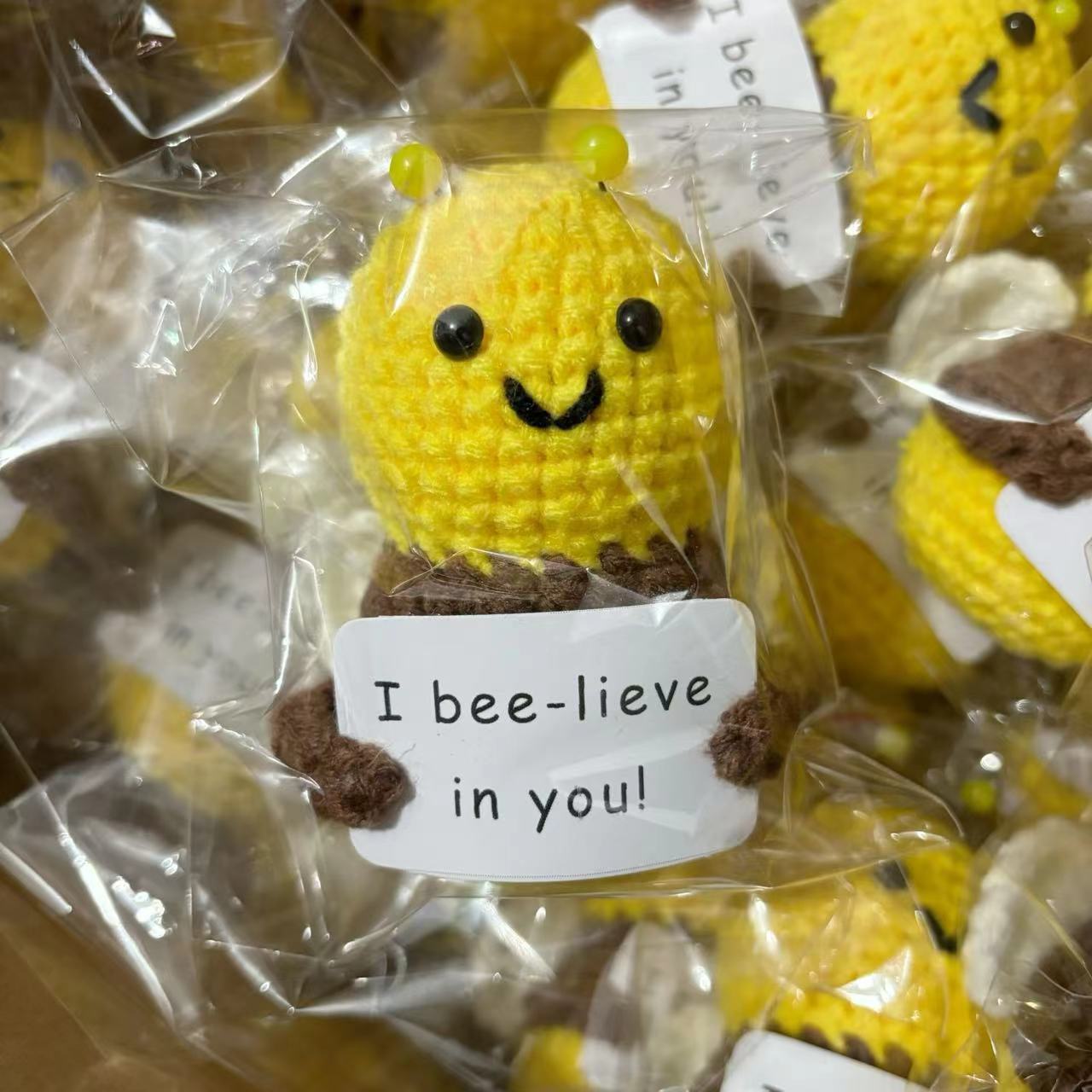 Knitted Bee Positive Doll Pendant