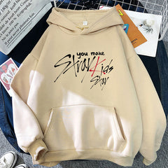 Women's Kpop Letter Print Stripe Hoodie