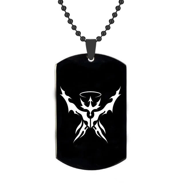 Game Cool Pattern Silver/black Tag Necklace