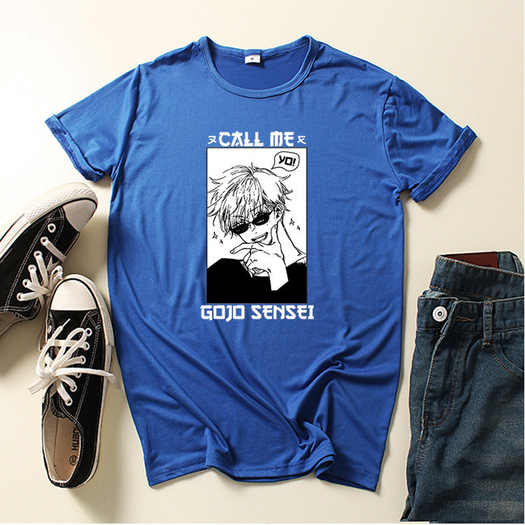 Creative Call Me Gojo Sensei Print Loose T-shirt