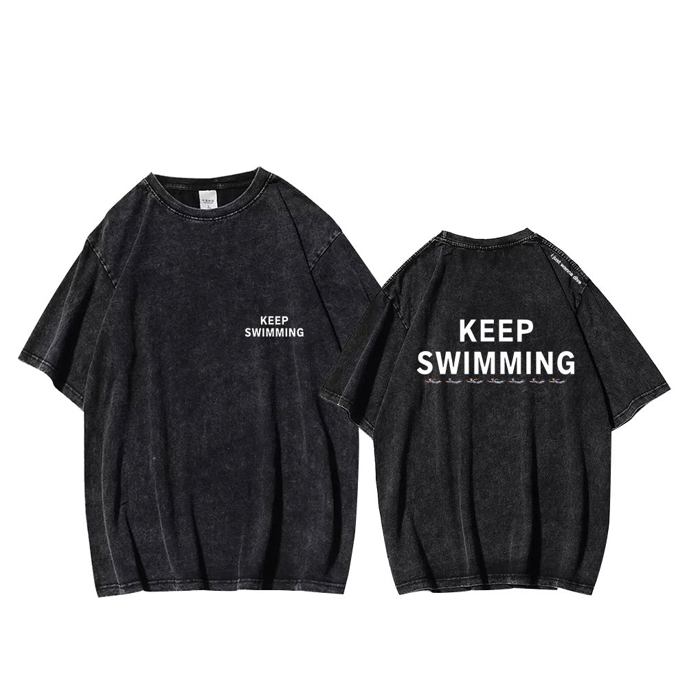 Keep Swimming Cotton Washed T-shirt